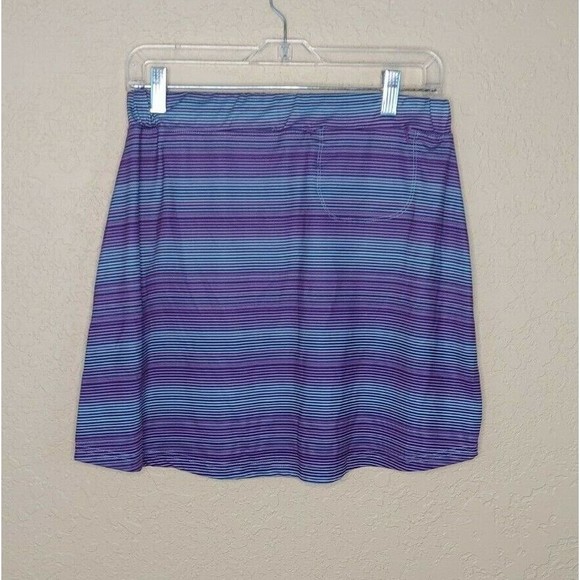 Tehama Athletic Tennis Skirt Medium Purple Striped Zip Pockets Tie Waist Stretch - Picture 2 of 6